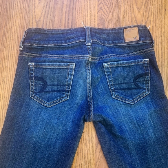 Womens American Eagle Artist Outfitters Distressed Dark Blue Denim Jeans Size 0 - Picture 10 of 12